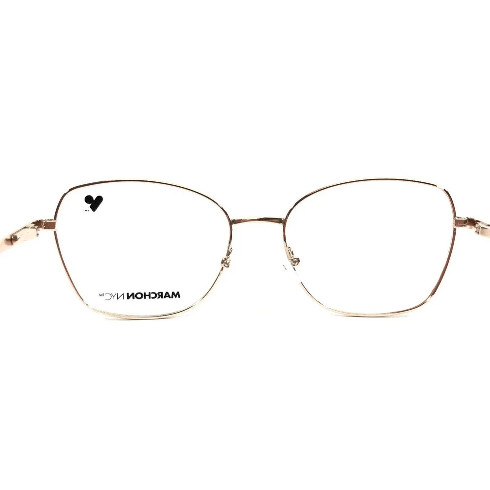 Marchon NYC Eyeglasses Frames M-4033 770 Rose Gold Cat Eye Wire Rim 53-17-140